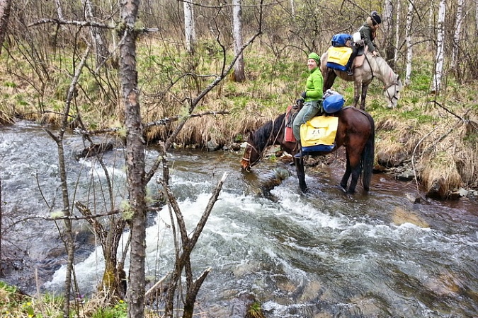 Russian Altay, Siberia. Horseback riding trip «Emurlinsky waterfall»